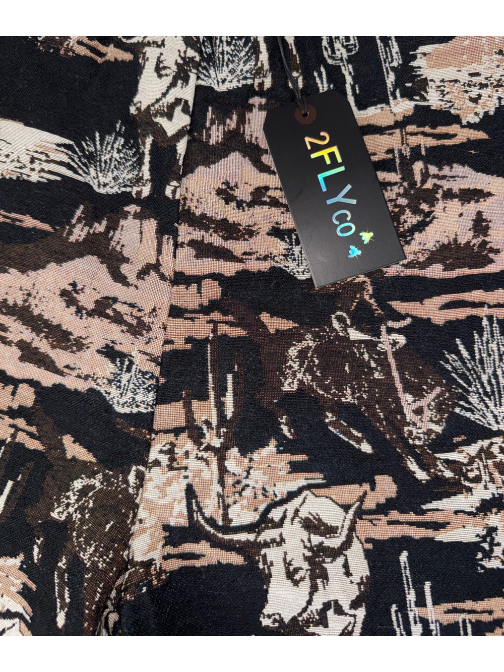 2FLyCo Women’s Black & Tan Desert Print Athletic Shorts - Picture 2 of 6